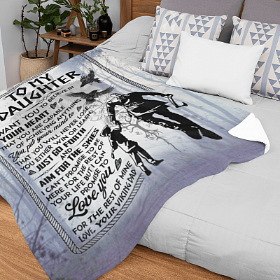 Alternative view of To My Daughter I Want You To Believe In Your Heart Love You Viking Dad Fleece Blanket - Mink Blanket