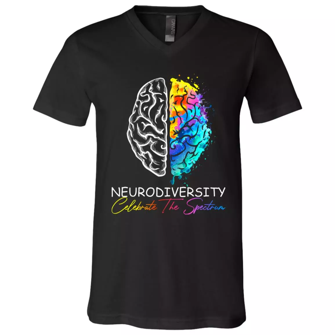Neurodiversity Shirt, Black, V-Neck T-Shirt