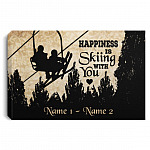 Personalized Skiing Lover, White, 0.75'' Framed Canvas