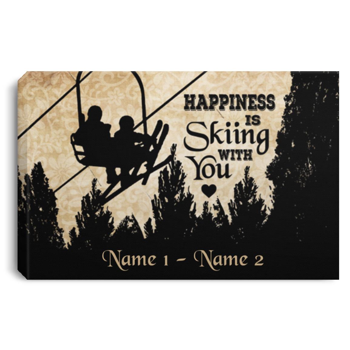 Personalized Skiing Lover, White, 0.75'' Framed Canvas