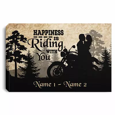 Personalized Motorcycle Lover, White, 0.75'' Framed Canvas