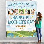 1VT. Doing A Great Job 1st Mother's Day Custom blanket mk2
