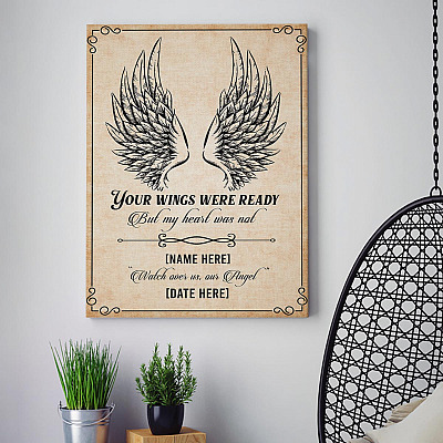 Alternative view of Personalized Memorial Framed Canvas - Your Wings Were Ready But My Heart Was Not Unframed Poster