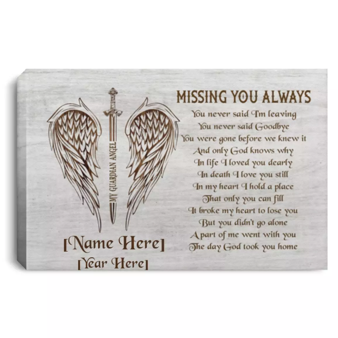 Personalized My Guardian, White, 0.75'' Framed Canvas Personalized My Guardian, White, 0.75'' Framed Canvas