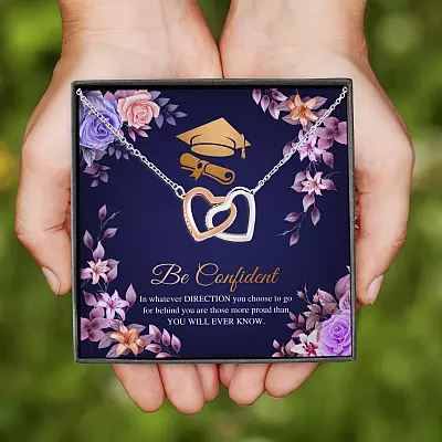 Be Confident in Whatever Direction You Choose to Go Behind You Are Those More Proud Interlocking Hearts Pendant Necklace