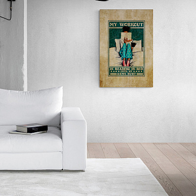 Alternative view of Vintage Book Poster My Workout Is Reading in Bed Until My Arms Hurt Framed Canvas - Unframed Poster