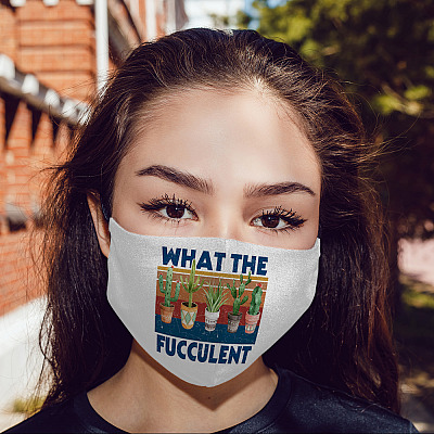 Alternative view of What The Fucculent Cactus Vintage Washable Reusable Custom - Printed Cloth Face Mask Cover