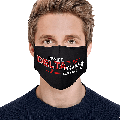 Alternative view of Personalized It's My Deltaversary Delta Sigma Washable Reusable Custom Printed Cloth Face Mask Cover