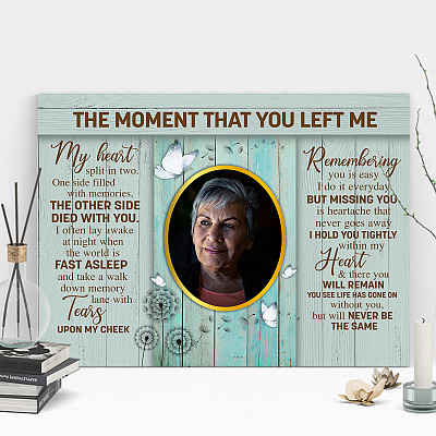 Alternative view of Custom Photo Butterfly the Moment That You Left Me My Heart Split in Two Framed Canvas-Unframed Poster