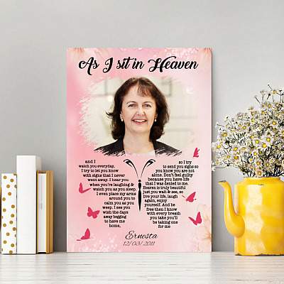 Alternative view of Custom Photo Butterfly as I Sit in Heaven and I Watch You Everyday Wrapped Framed Canvas Prints - Unframed Poster