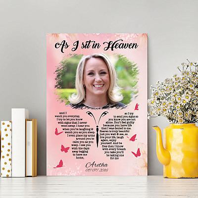 Custom Photo Butterfly as I Sit in Heaven and I Watch You Everyday Wrapped Framed Canvas Prints - Unframed Poster