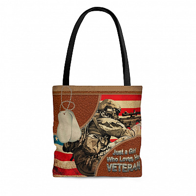 Just A Girl Who Loves Her Veteran Tote Bag - Shoulder Bag - Reusable Grocery Shopping Bag