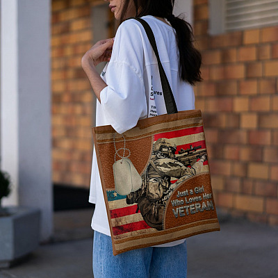 Alternative view of Just A Girl Who Loves Her Veteran Tote Bag - Shoulder Bag - Reusable Grocery Shopping Bag