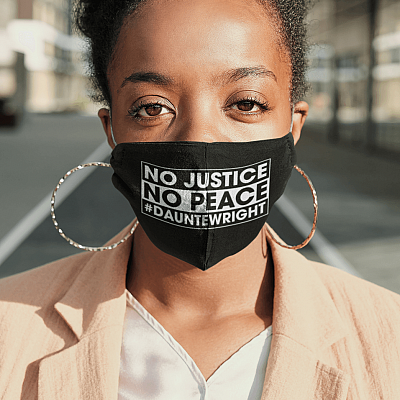 Alternative view of No Justice No Peace Daunte Wright Washable Reusable Custom Printed Cloth Face Mask Cover