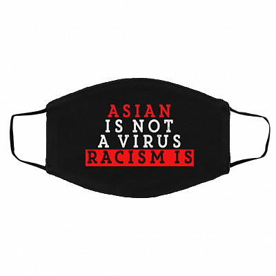 Asian Mask, Black, Cloth Face Cover – Medium/Large