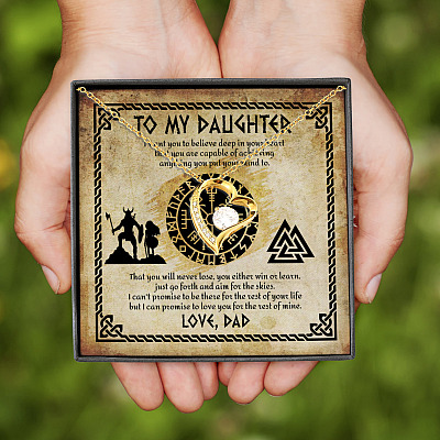 Alternative view of To My Daughter I Want You To Believe Deep In Your Heart From Viking Dad Forever Love Heart Pendant Necklace