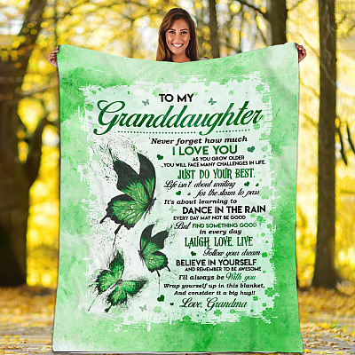 Alternative view of To My Granddaughter Never Forget How Much I Love You Love Grandma Fleece Blanket-Mink Blanket-Woven Blanket
