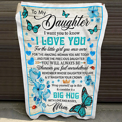 Alternative view of Butterflied To My Daughter I Want You To Know How Much I Love You Fleece Blanket - Woven Blanket