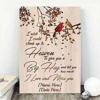 Alternative view of Personalized I Wish I Could Climb Up To Heaven To Give You A Big Hug Memorial Canvas Prints - Unframed Poster