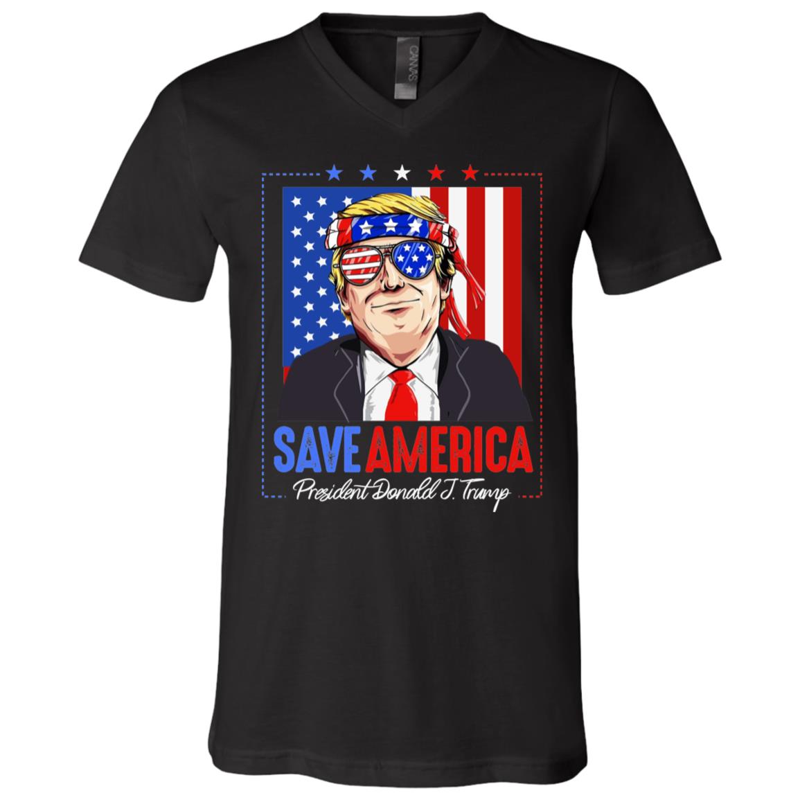 trump tee, Black, V-Neck T-Shirt