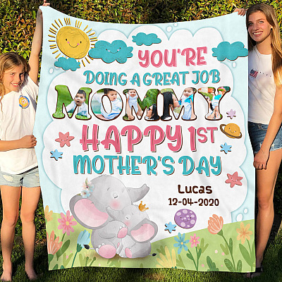 Alternative view of Personalized Custom Photo You're Doing A Great Job Mommy Happy 1st Mother's Day Fleece Blanket