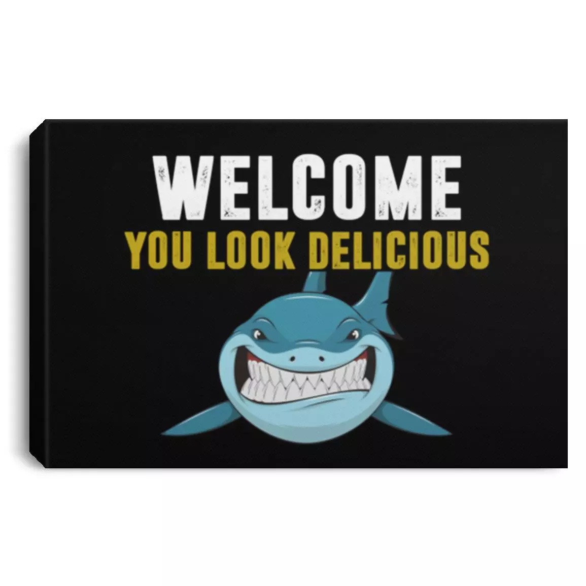 Funny Shark Framed Canvas - Welcome, White, 0.75'' Framed Canvas
