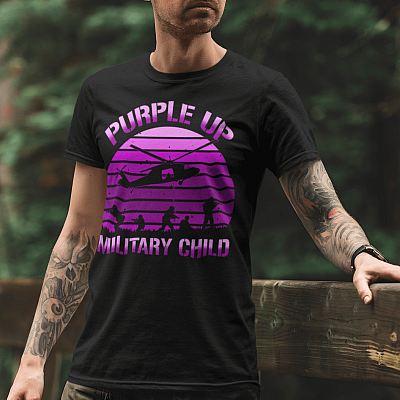 Alternative view of Purple Up For Military Child T-Shirt