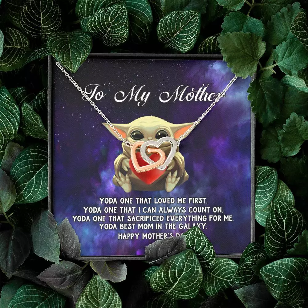 To My Mother Yoda One that Loved Me First Interlocking Hearts Pendant Necklace