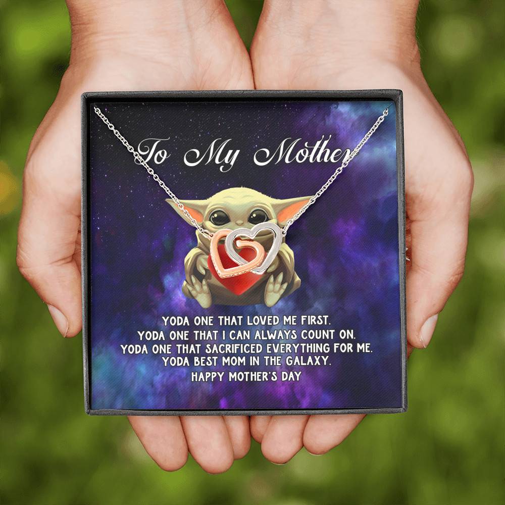 To My Mother Yoda One that Loved Me First Interlocking Hearts Pendant Necklace