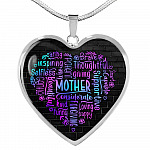 Loving Mother Heart Pendant Necklace - Heart Luxury Necklace (Silver)