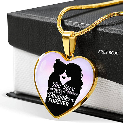 The Love Between Mother And Daughter Is Forever Heart Pendant Necklace - Heart Luxury Necklace (Gold Plated)