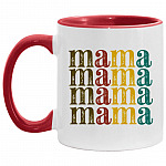 mama accent, White/Red, 11 oz. Accent Mug