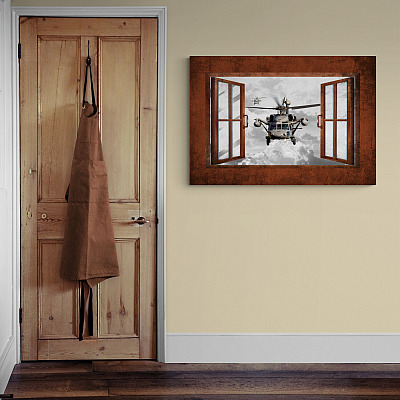 Alternative view of Black Hawk Framed Canvas - Veteran Military Helicopter Unframed Poster - Uh-60 Blackhawk Canvas Wall Art