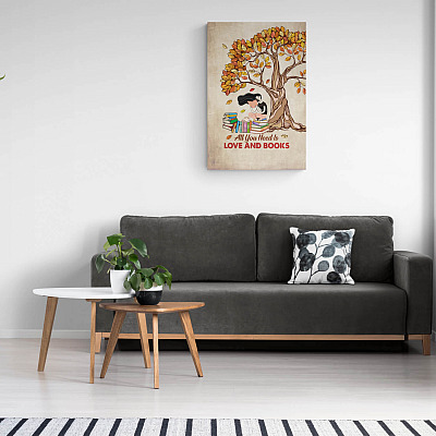 Alternative view of All You Need Is Love And Book Wrapped Framed Canvas Prints - Unframed Poster - Home Decor Wall Art