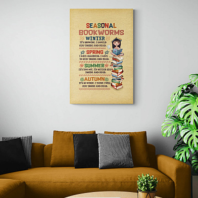 Alternative view of Seasonal Bookworms Wrapped Framed Canvas Prints - Unframed Poster - Home Decor Wall Art - Book Lover Gifts