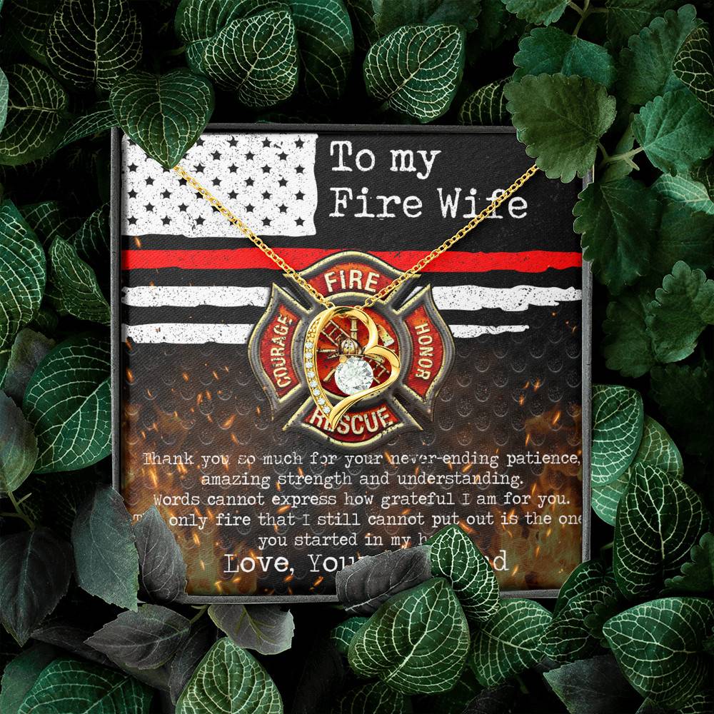 To My Fire Wife Thank You So Much For Your Never-Ending Patience Forever Love Pendant Necklace