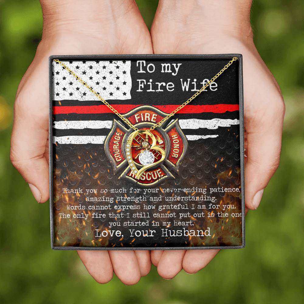 To My Fire Wife Thank You So Much For Your Never-Ending Patience Forever Love Pendant Necklace