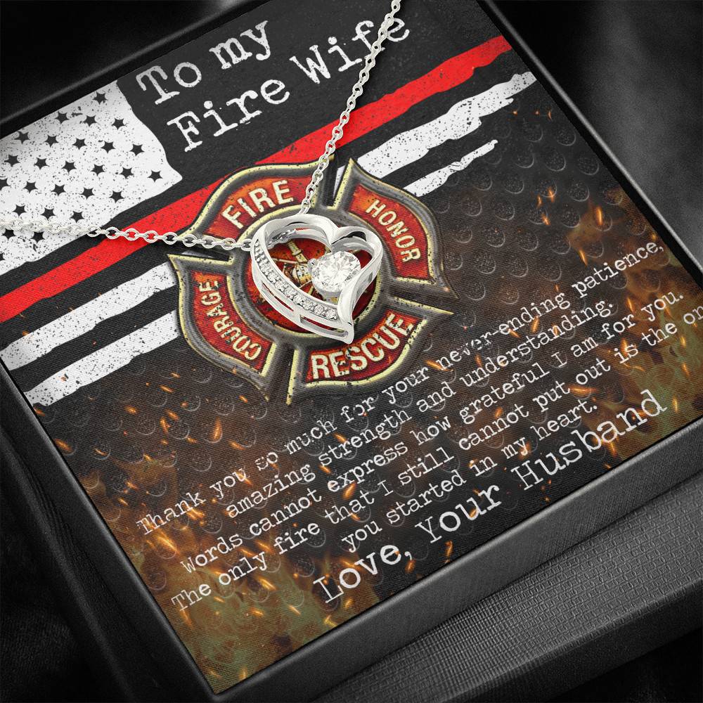 To My Fire Wife Thank You So Much For Your Never-Ending Patience Forever Love Pendant Necklace