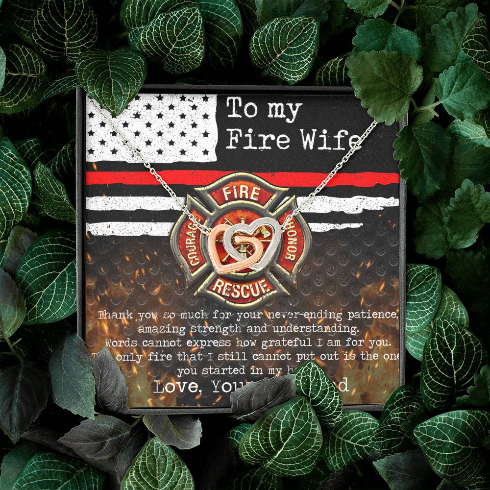 To My Fire Wife Thank You So Much For Your Never-Ending Patience Interlocking Hearts Pendant Necklace