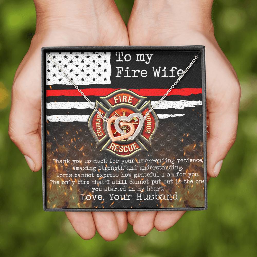 To My Fire Wife Thank You So Much For Your Never-Ending Patience Interlocking Hearts Pendant Necklace
