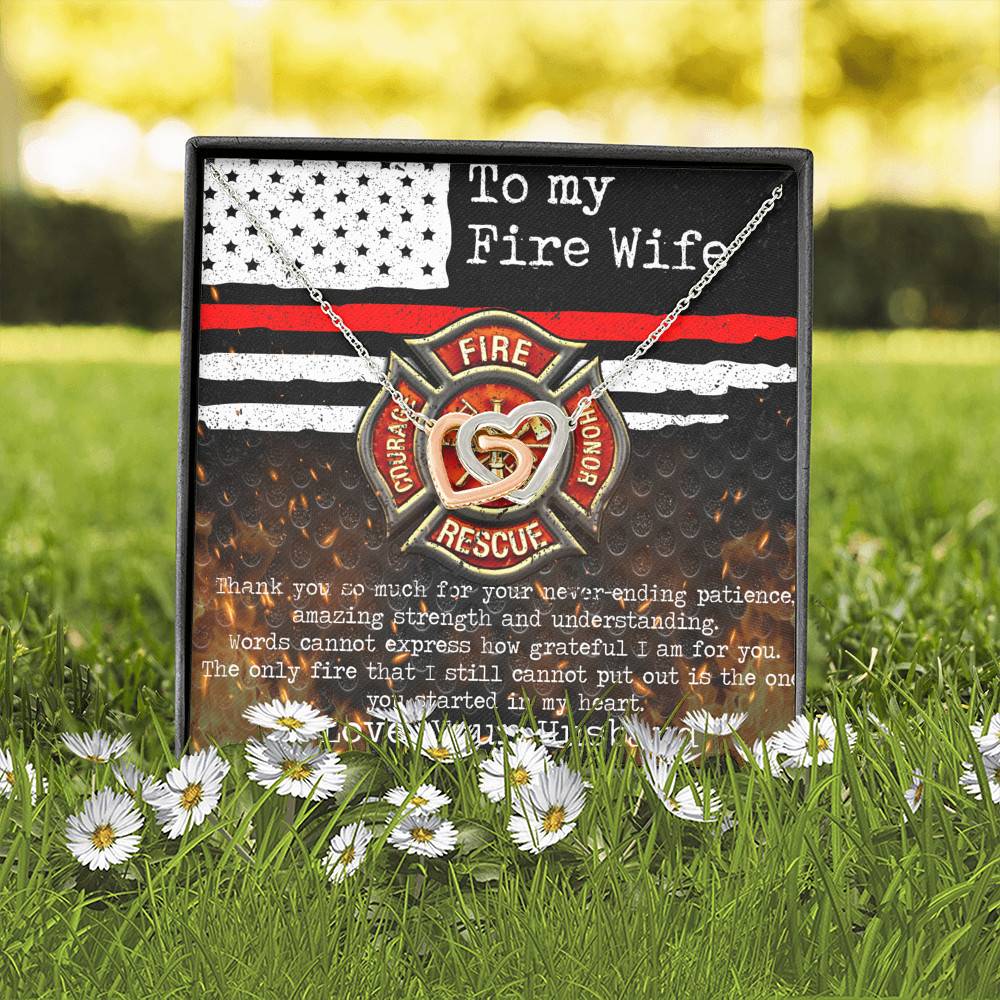 To My Fire Wife Thank You So Much For Your Never-Ending Patience Interlocking Hearts Pendant Necklace