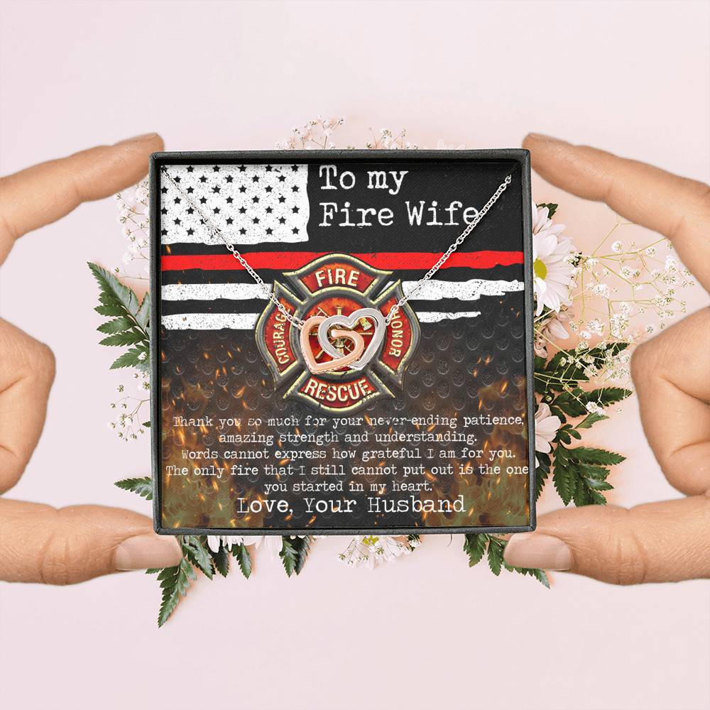 To My Fire Wife Thank You So Much For Your Never-Ending Patience Interlocking Hearts Pendant Necklace