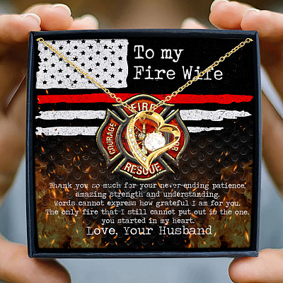 To My Fire Wife Thank You So Much For Your Never-Ending Patience Forever Love Pendant Necklace