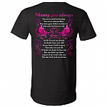 Angel Wings Missing You Always, Black, V-Neck T-Shirt