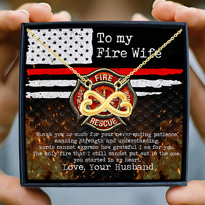 To My Fire Wife Thank You So Much For Your Never-Ending Patience Infinity Heart Pendant Necklace