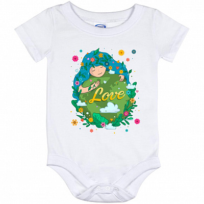 Love Mother Earth onesies, White, Baby Onesie - 12 Month
