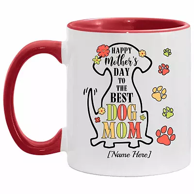 Personalized Accent Mug, White/Red, 11 oz. Accent Mug