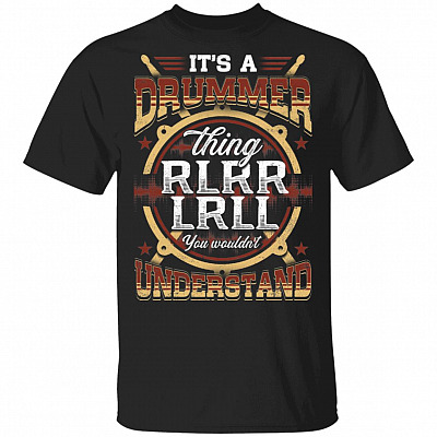Retro Vintage It's A Drummer, Black, Unisex T-Shirt
