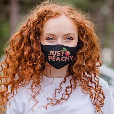 Alternative view of Just Peachy Vintage Washable Reusable Custom Printed Cloth Face Mask Cover