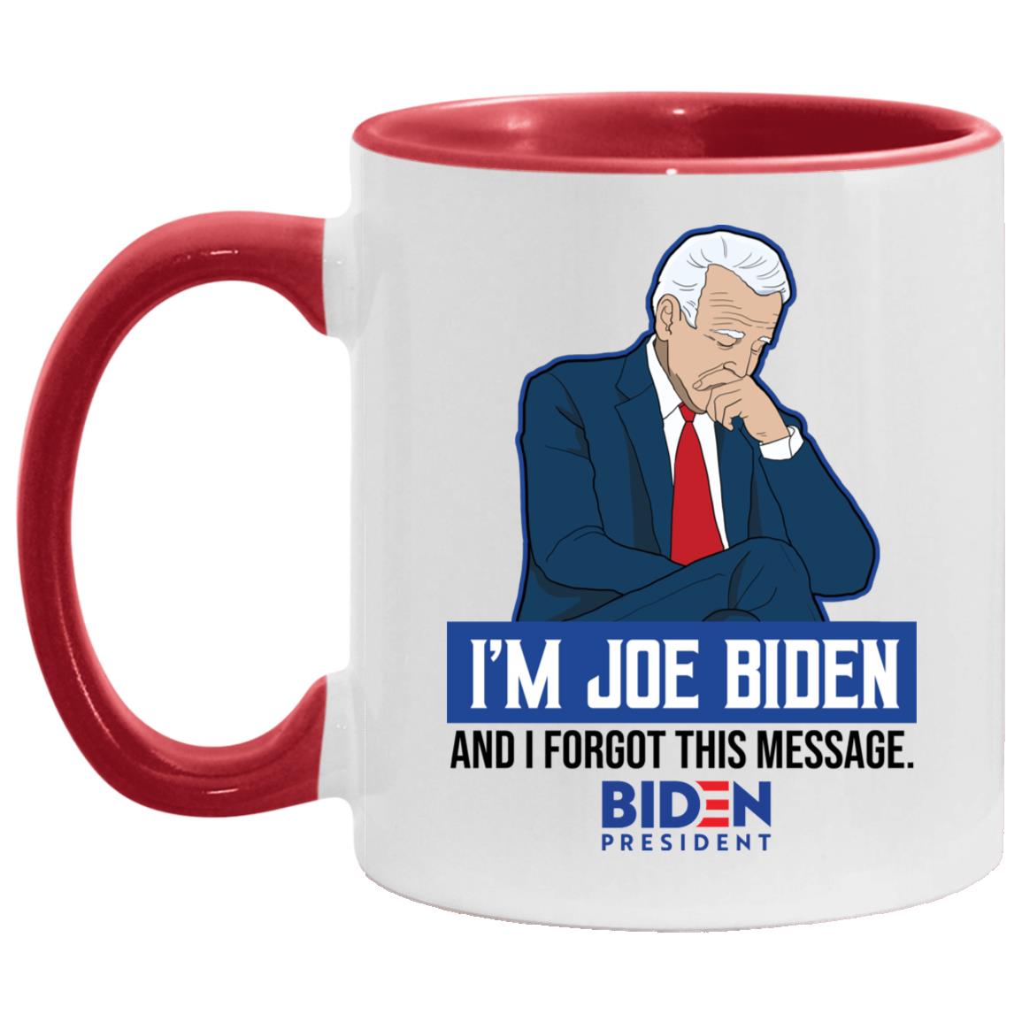joe mug, White/Red, 11 oz. Accent Mug